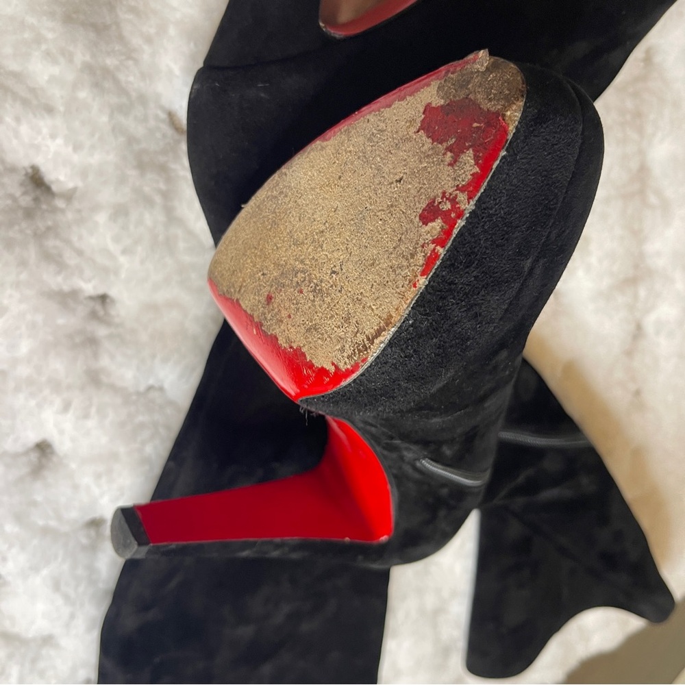 Christian Louboutin Black Heeled Boots with Red Soles - Picture 7 of 15